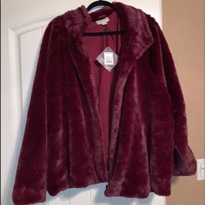 Burgundy fur coat
